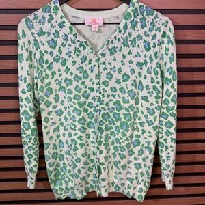 Quacker Factory Embellished Leopard Print Cardigan XS